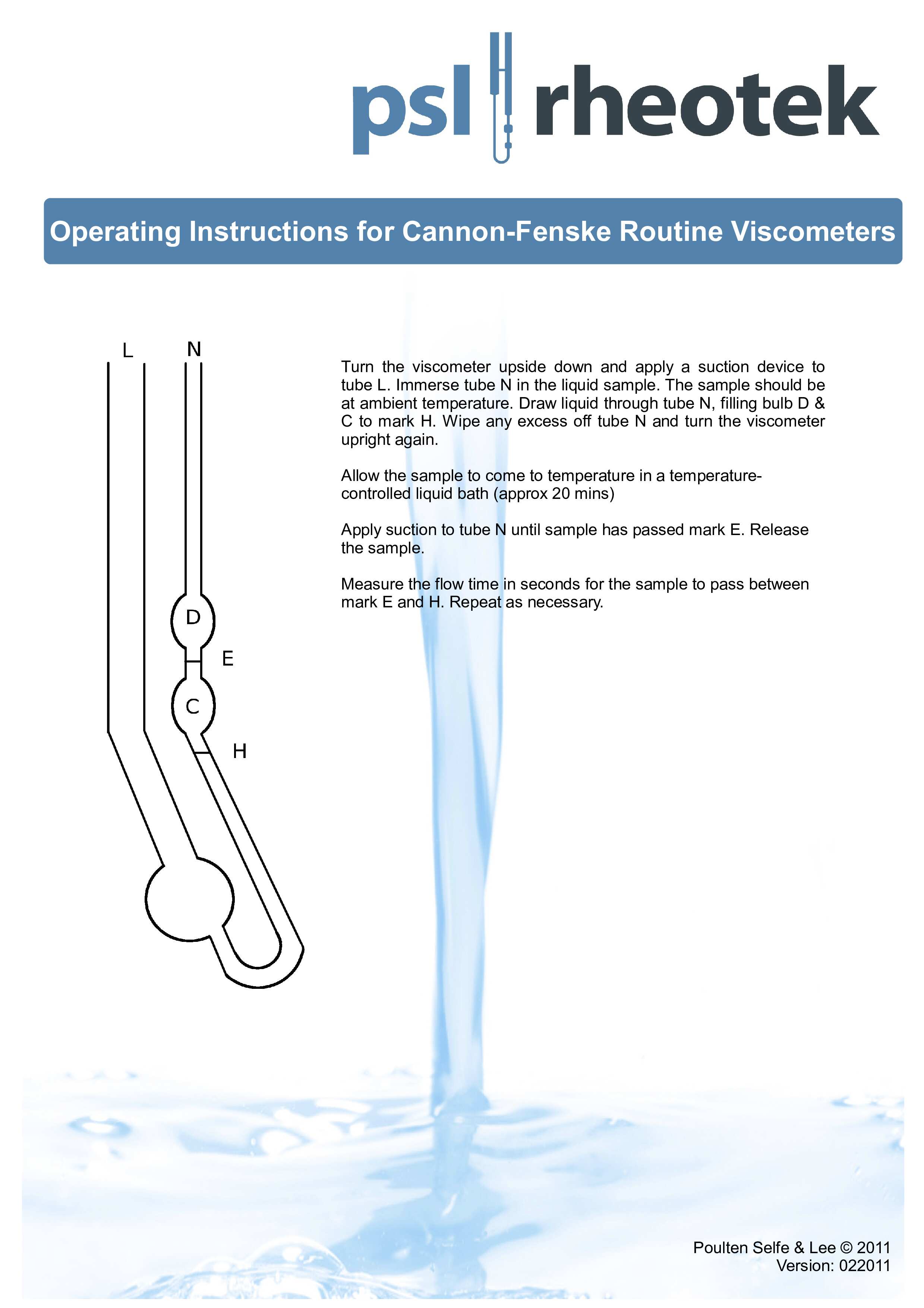 Operating Instructions for CFR Viscometers